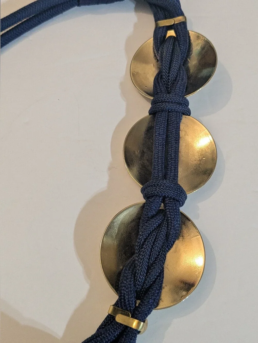 Gladiator Style Medallion Vintage Stretch Rope Cord Navy Belt